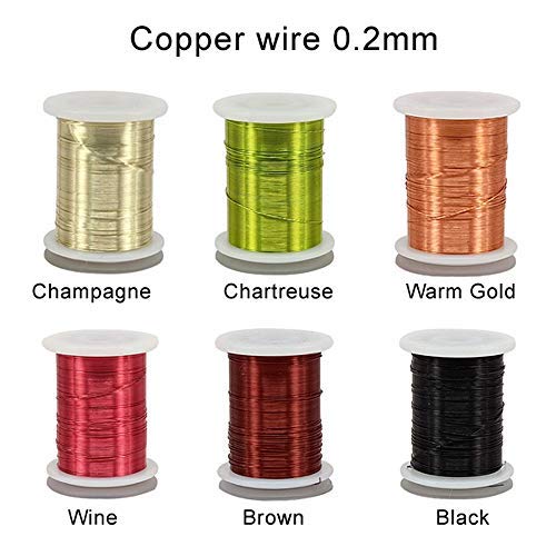 Riverruns Ultra Copper Wire 0.3mm 6-color pack: champagne, warm gold, chartreuse, wine, brown, black