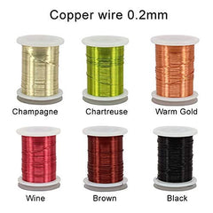 Riverruns Ultra Copper Wire 0.3mm 6-color pack: champagne, warm gold, chartreuse, wine, brown, black
