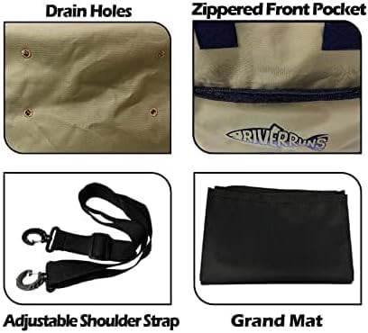 Riverruns Wader Bag features an adjustable shoulder strap for comfort