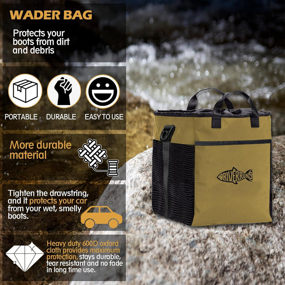 Riverruns Wader Bag vented mesh panels promote fast air-drying of gear