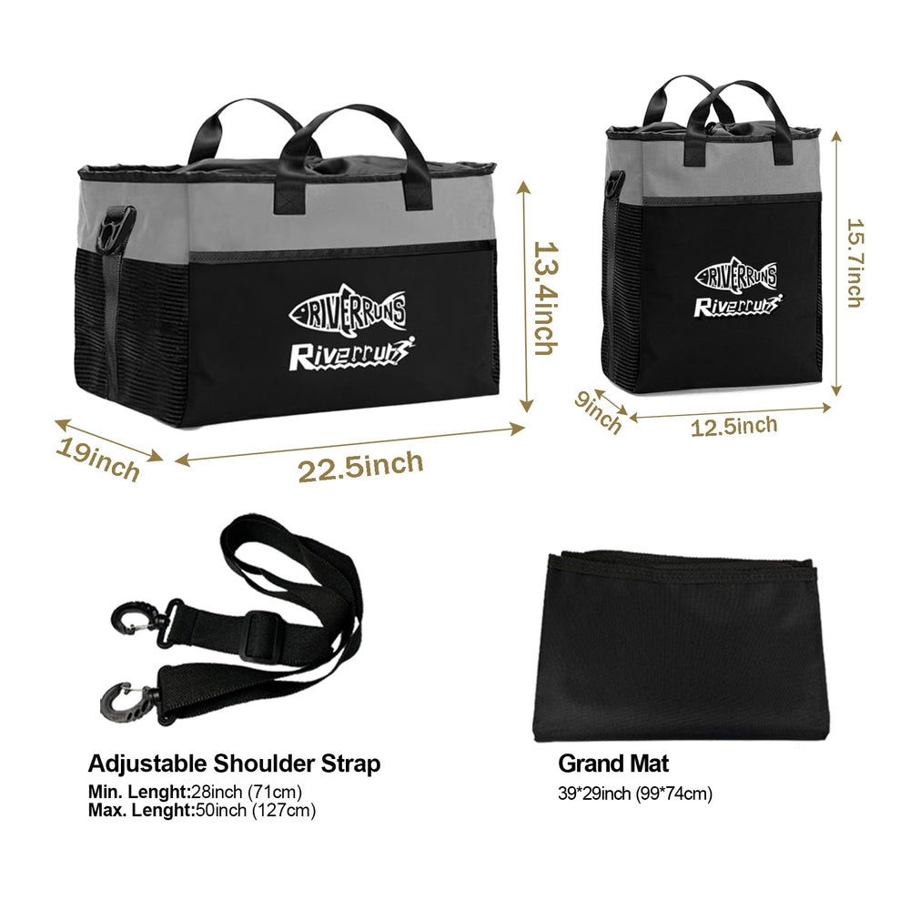 Riverruns XL 108L wader bag highlights generous storage space