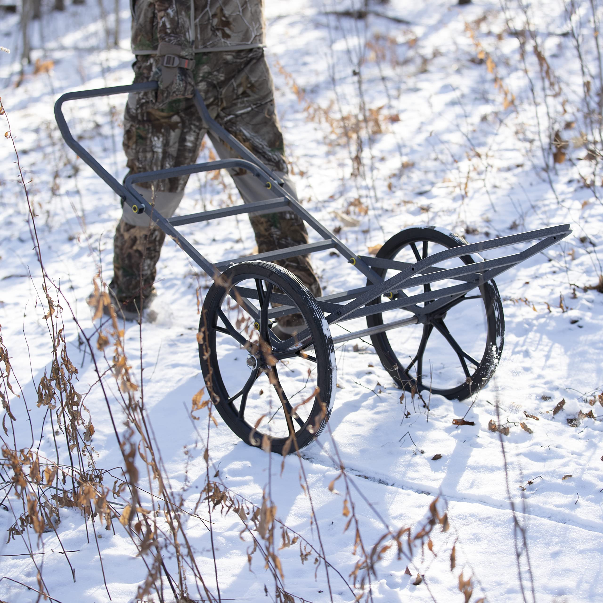 Tri-fold design with steel wheels and solid rubber tires