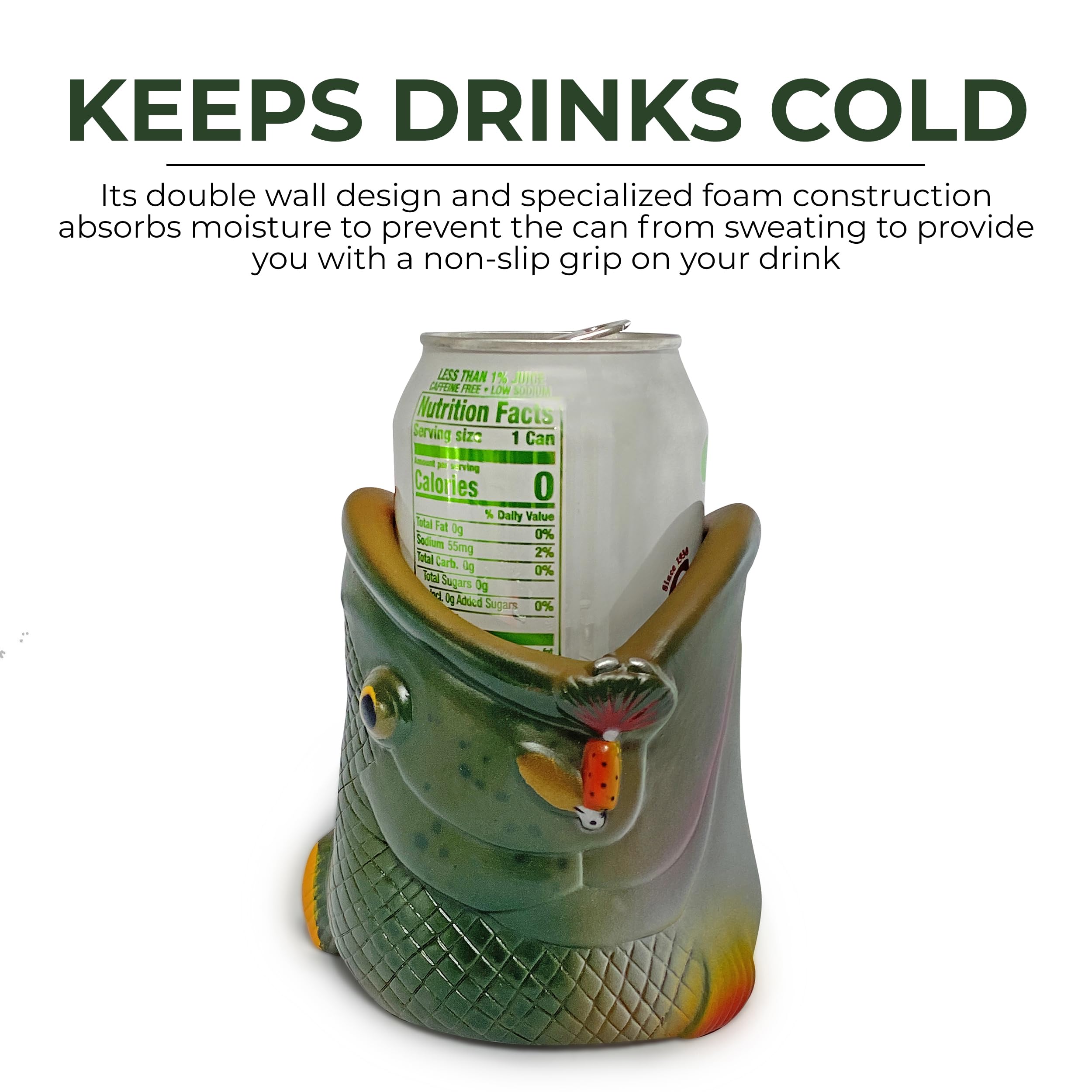 Rivers Edge double-walled can coozie showing condensation prevention.