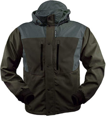 Rivers West Kokanee jacket front view highlights rugged olive shell and seam sealing.