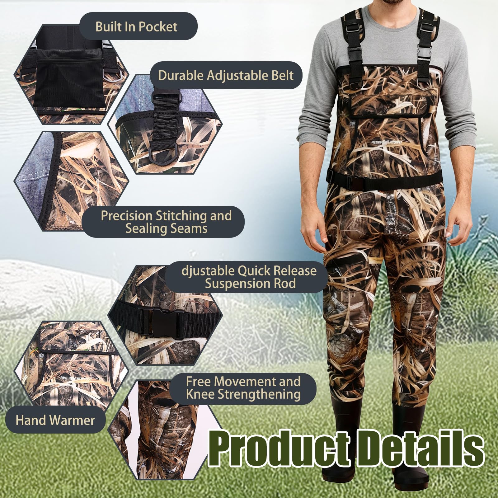 RIVERWANDPROT waterproof chest waders with sealed seams for dry wear