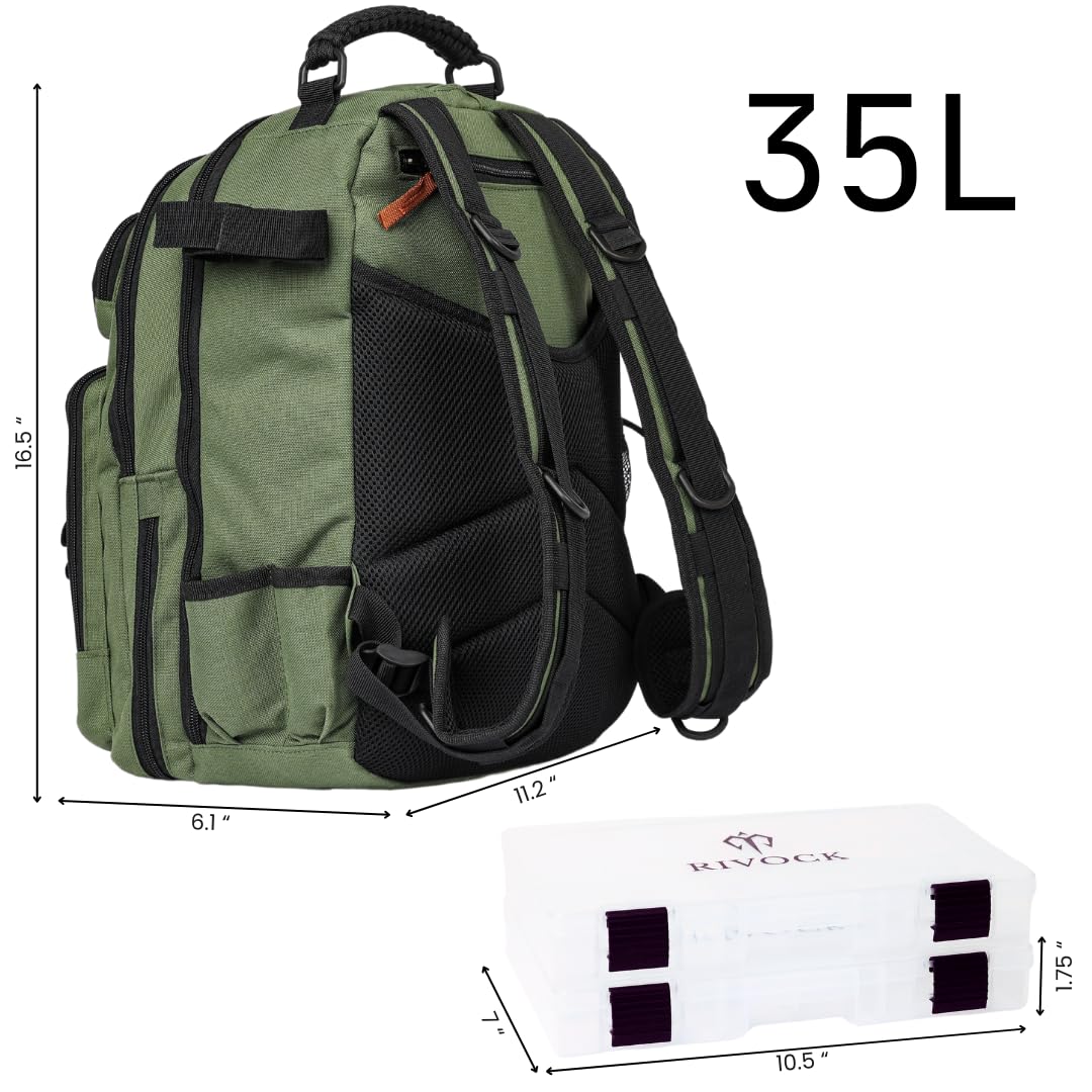 RIVOCK water-resistant nylon exterior protects gear in rain or spray.