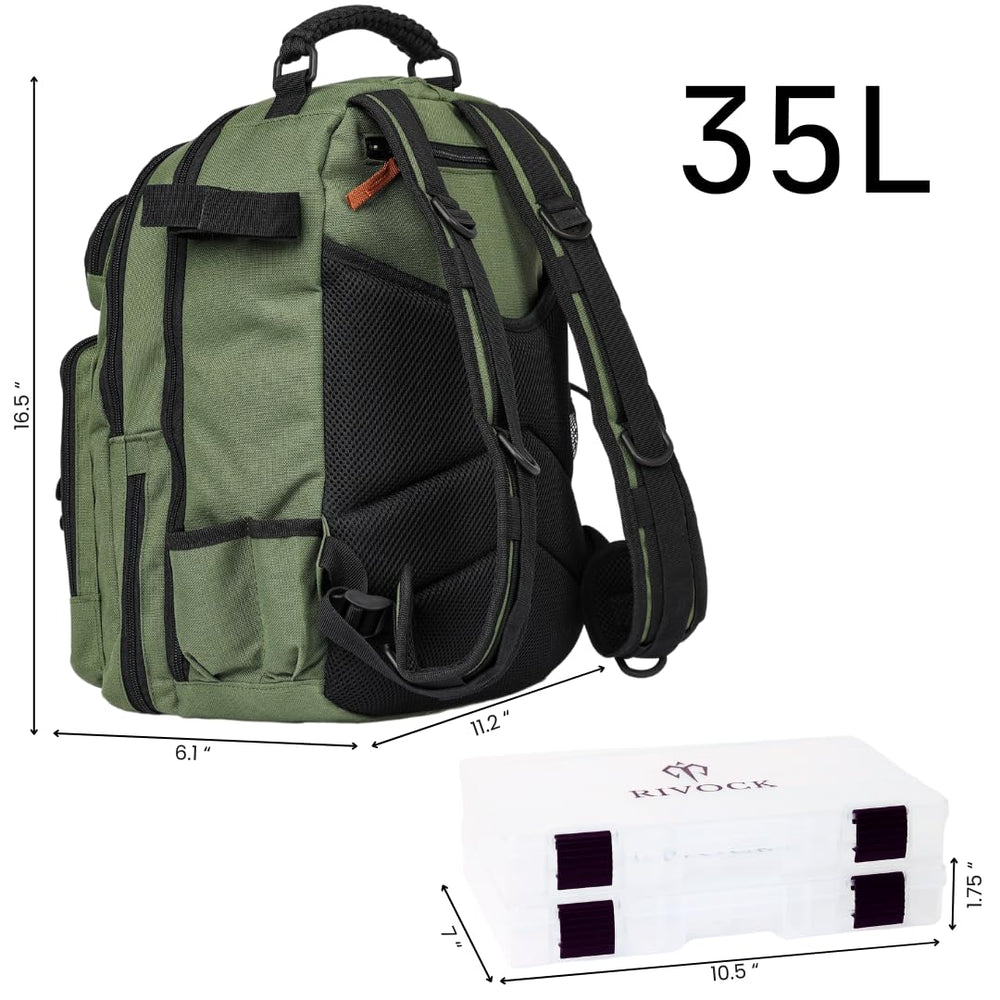 RIVOCK water-resistant nylon exterior protects gear in rain or spray.