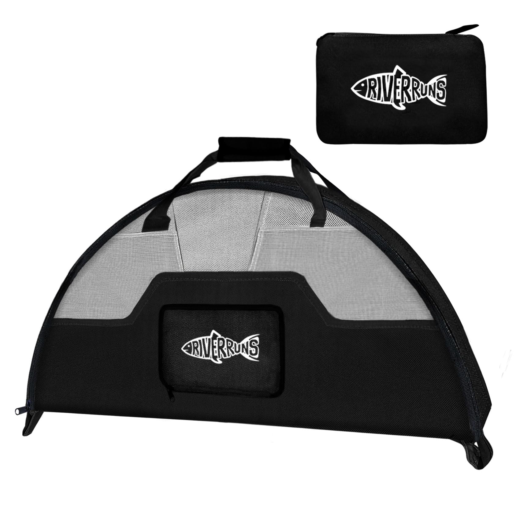 Rivruns Fishing Wader Bag in Charcoal Taupe with vented mesh panel
