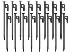 RIY 16-pack tent stakes assembled for quick setup and rugged durability.