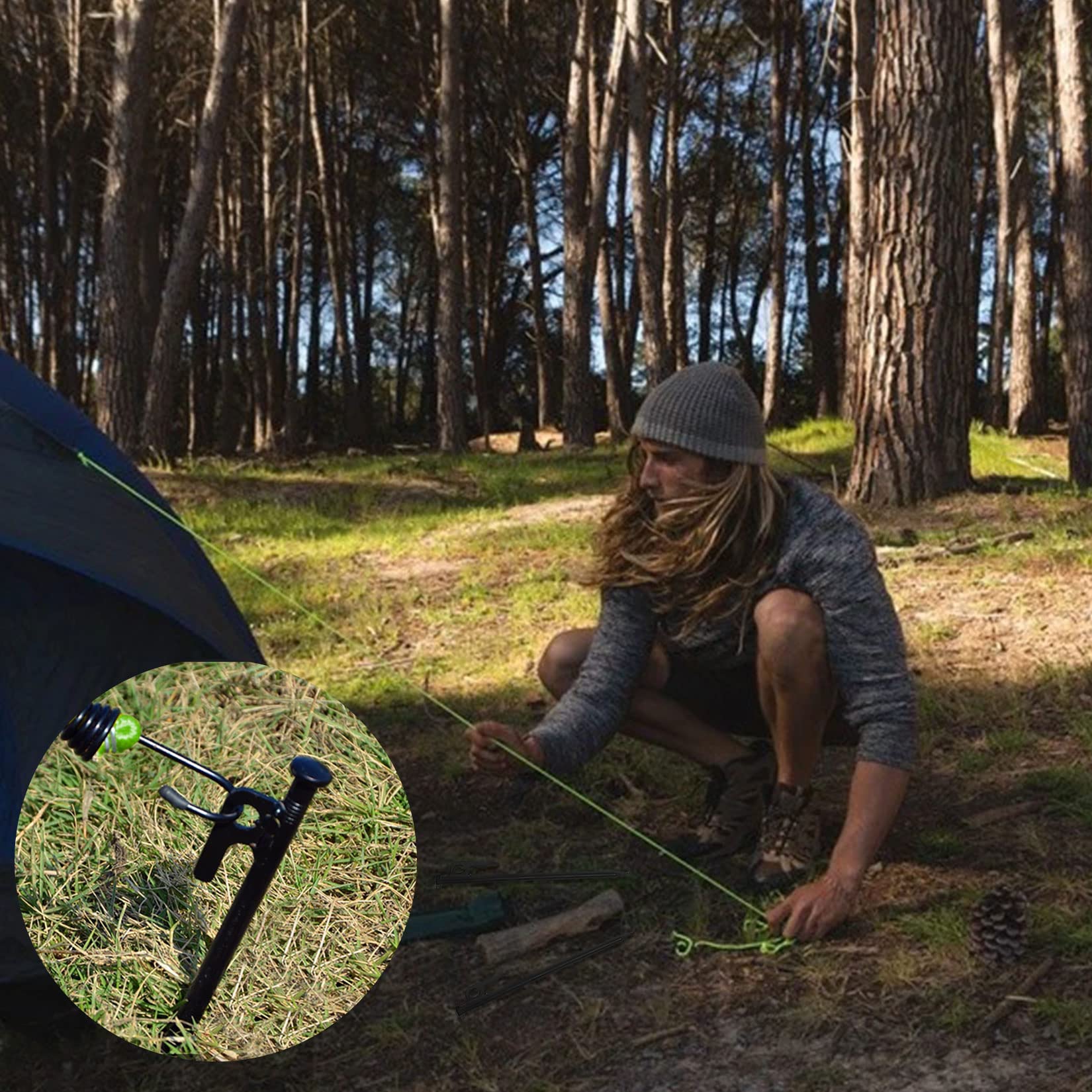 RIY heavy-duty steel tent pegs ensure durable staking in tough soil