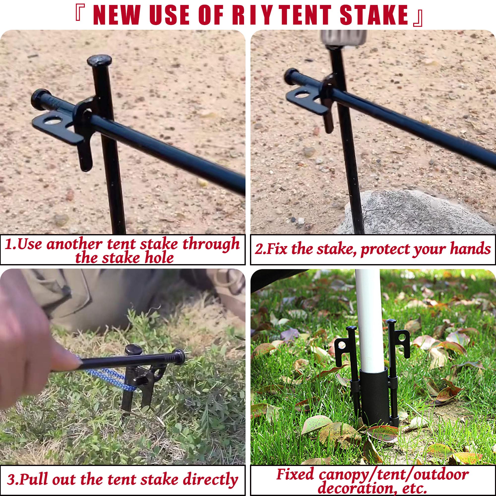 RIY rocky ground use RIY tent stakes for stable camping anchors