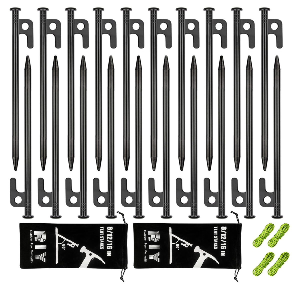 RIY 20-pack 8 inch tent stakes ready for secure campground anchoring
