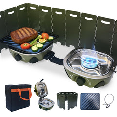 RJIPFO BJIPFO 2-burner foldable stove closed for compact travel and easy packing
