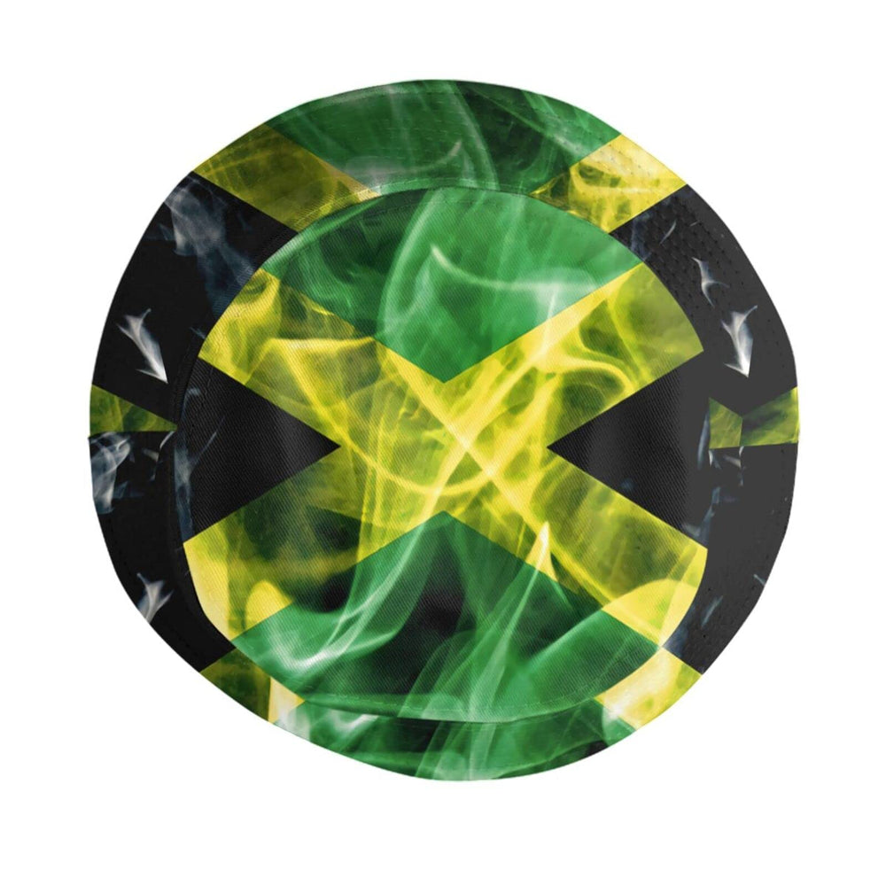Packable Jamaica flag bucket hat folded for packing