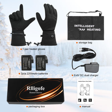 Rlligofe heated glove liners packaged set shows complete winter warmth kit