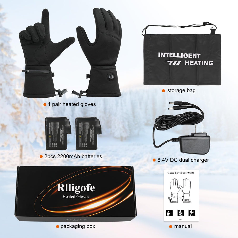 Rlligofe heated glove liners packaged set shows complete winter warmth kit