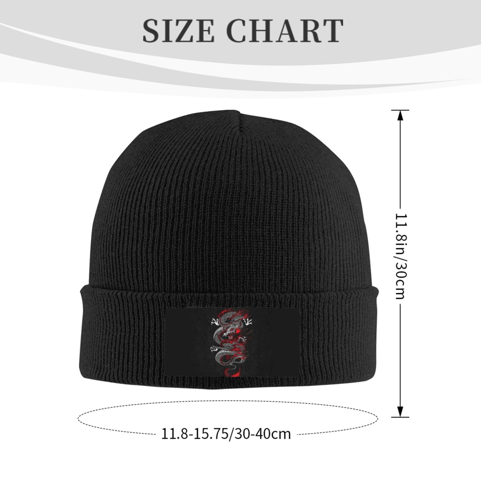 Rmqsyhfz dragon knit beanie back view with sleek silhouette.