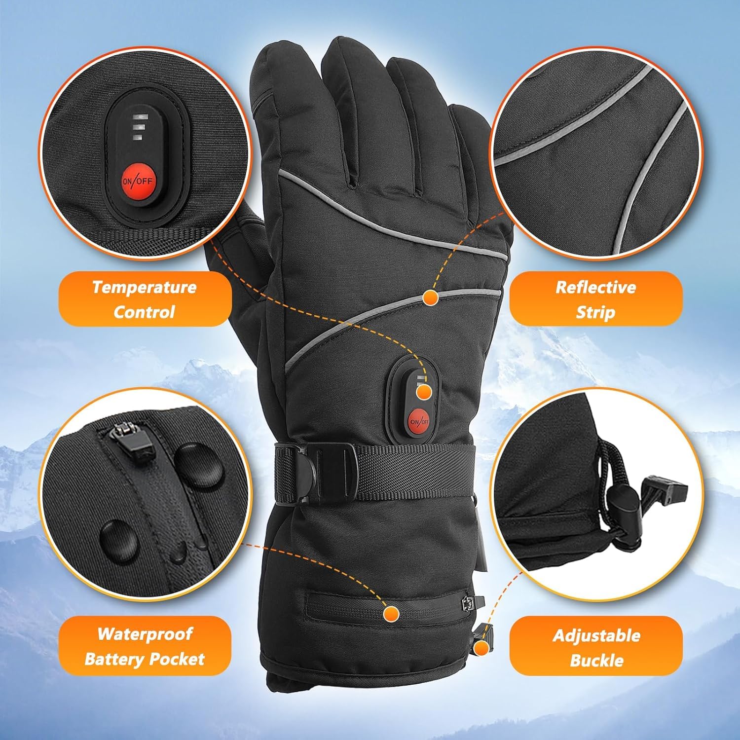 RNSSEZ heated gloves touchscreen closeup lets you use devices while staying warm