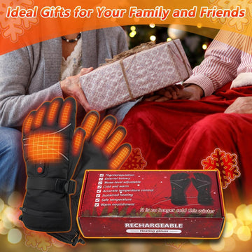 RNSSEZ heated gloves winter activities view depicting skiing and hiking outdoors
