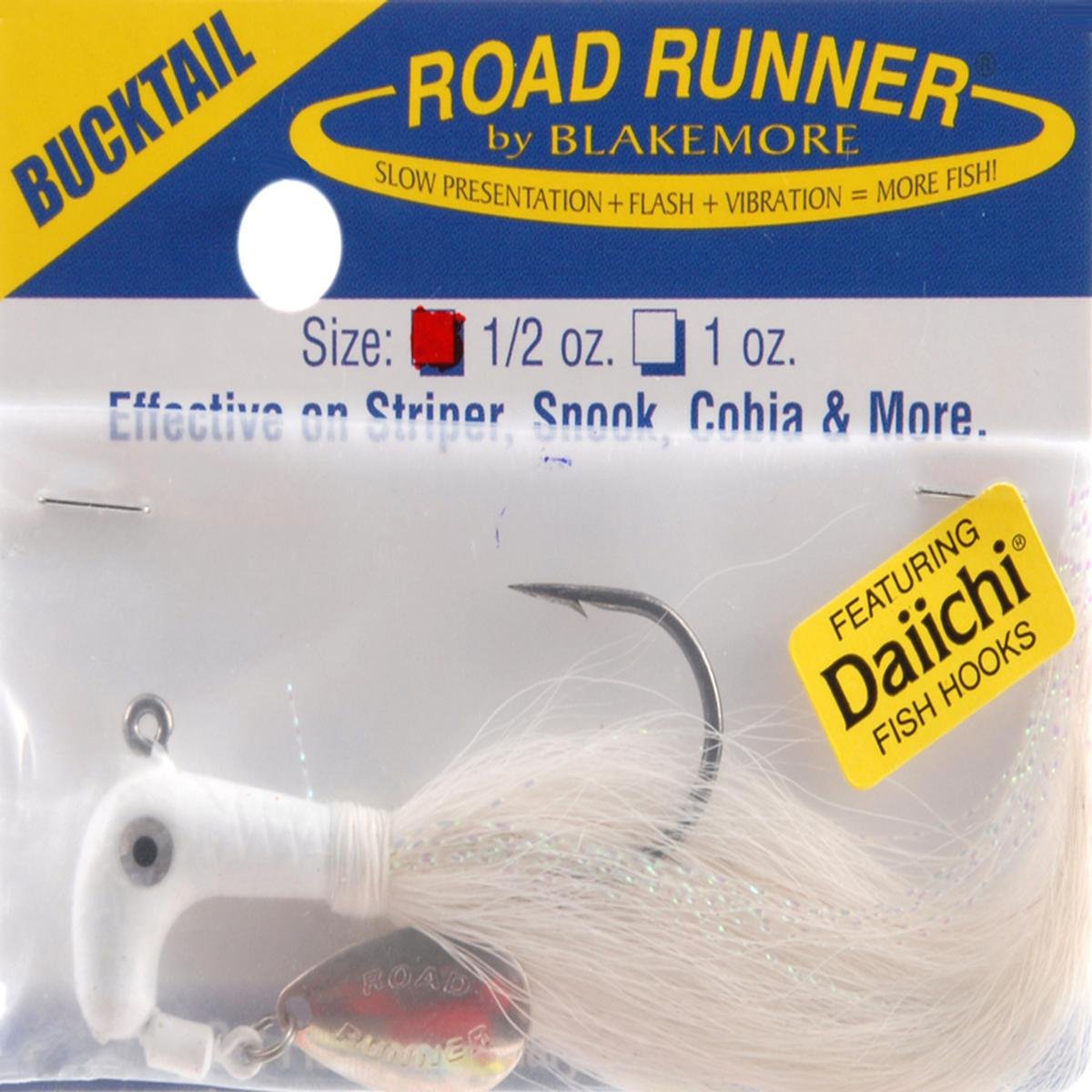 Road Runner Buck Tail Fishing Lure 1/2 oz White