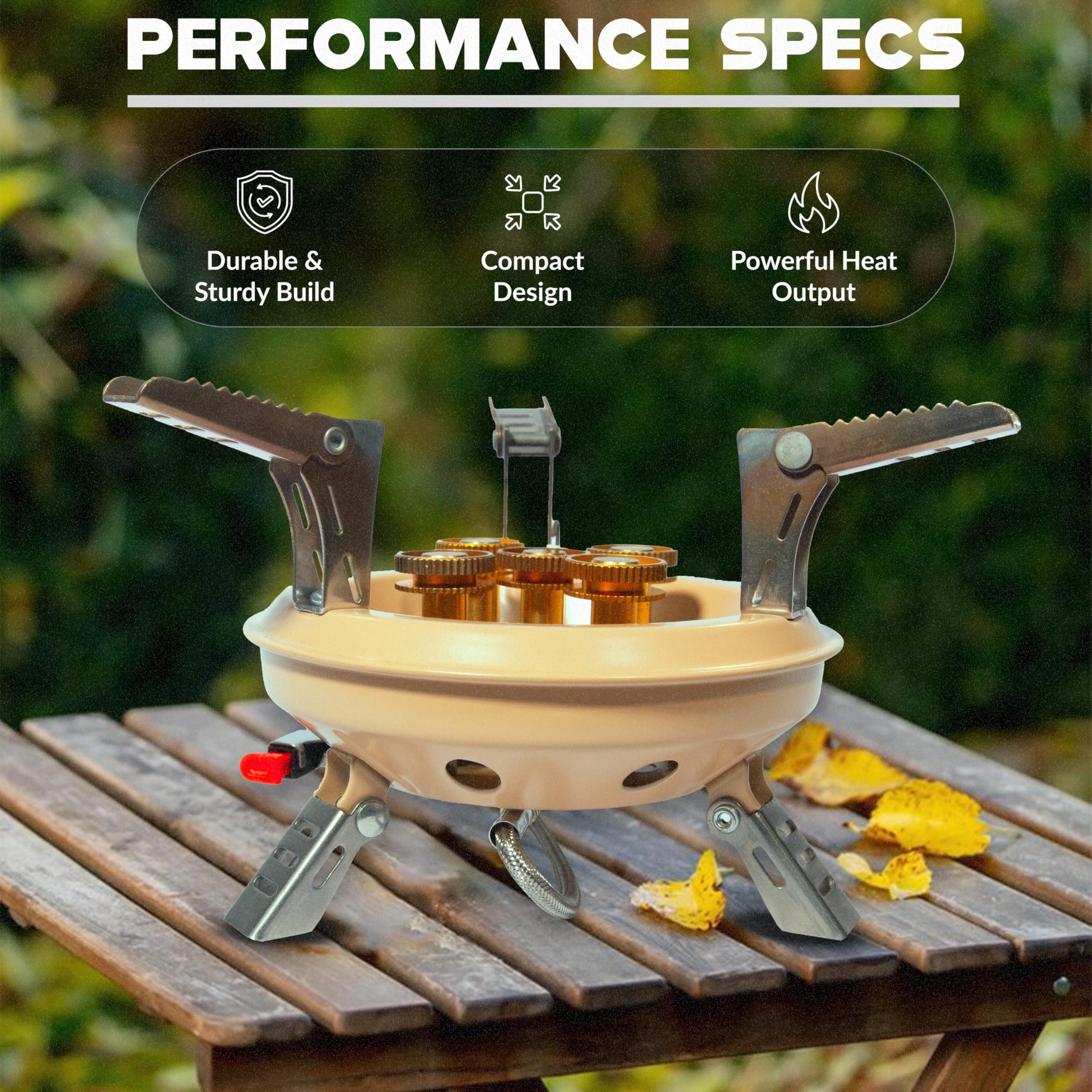 Roamix stove durable outdoor construction withstands rugged weather conditions.