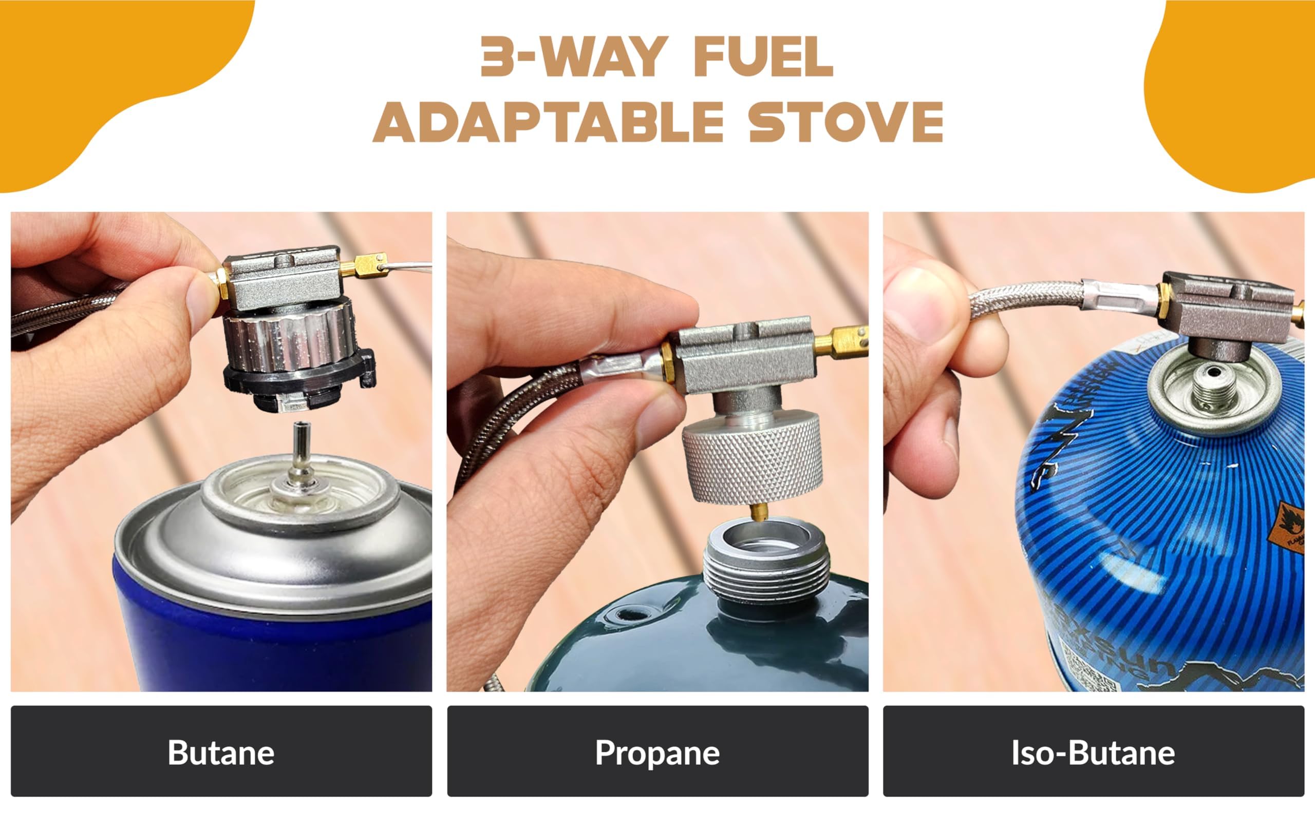 Roamix stove with fuel canister adapter enables versatile fuel options.