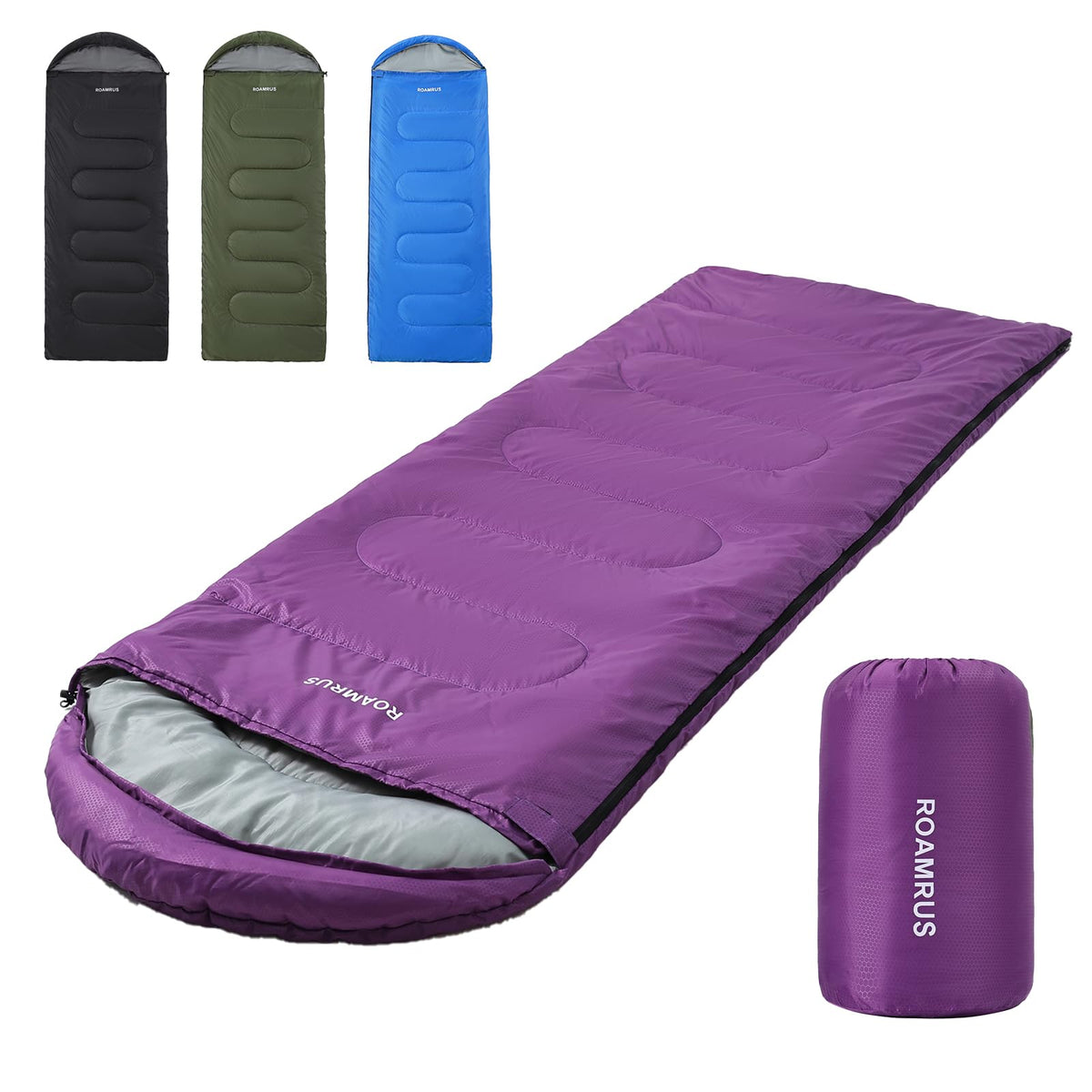 ROAMRUS 3Season sleeping bag with waterproof shell protects you outdoors.