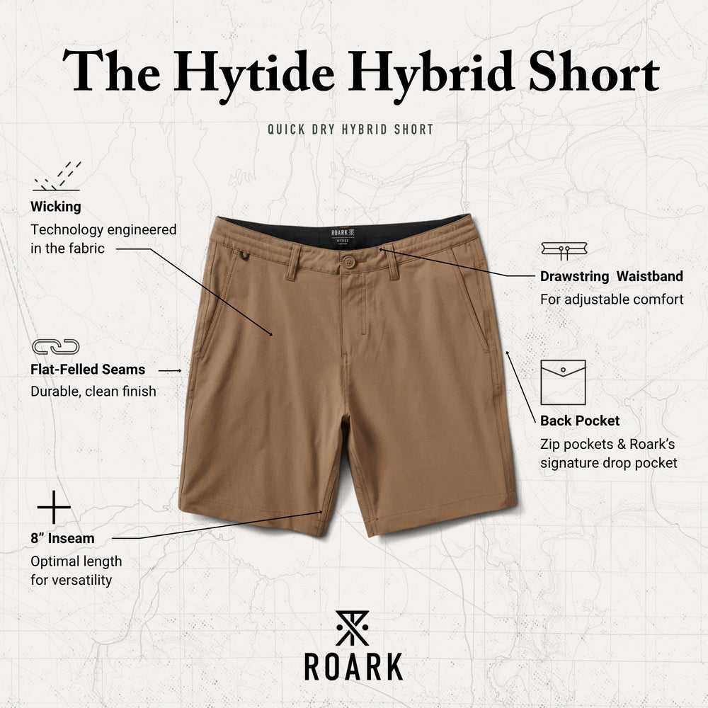 Roark Hytide shorts waistband closure shown for secure, adjustable fit