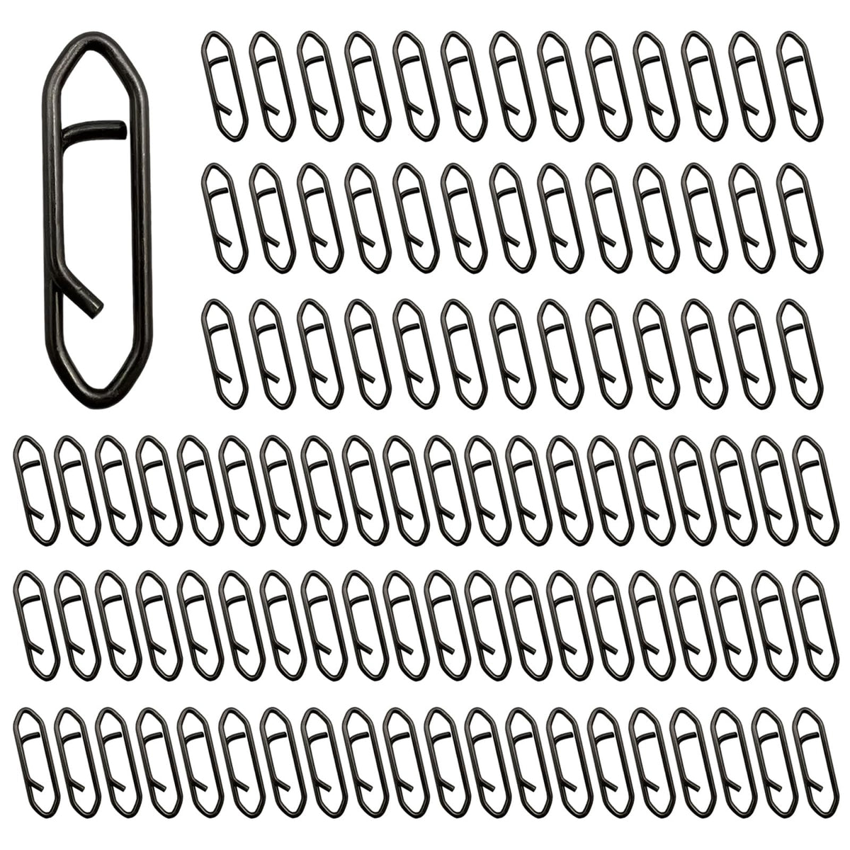 RoboHook 100pcs speed clips for fishing lures - black finish, overview