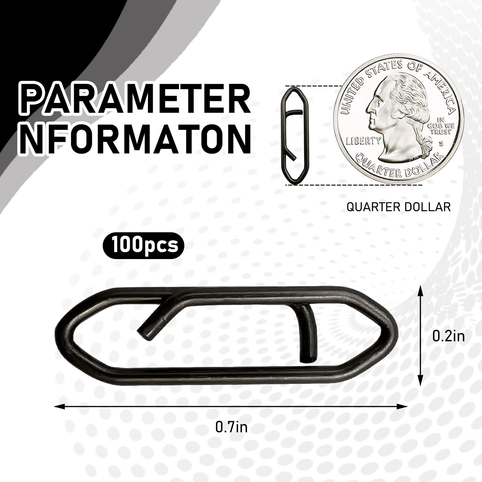 Close-up of stainless steel speed clip with diamond design