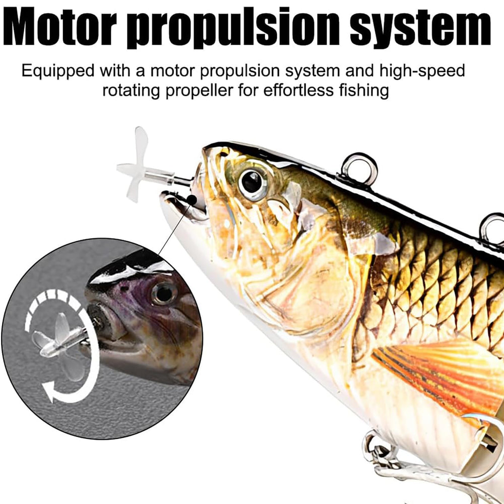 Robotic Fishing Lure charging port emphasizes convenient USB recharge for anglers.