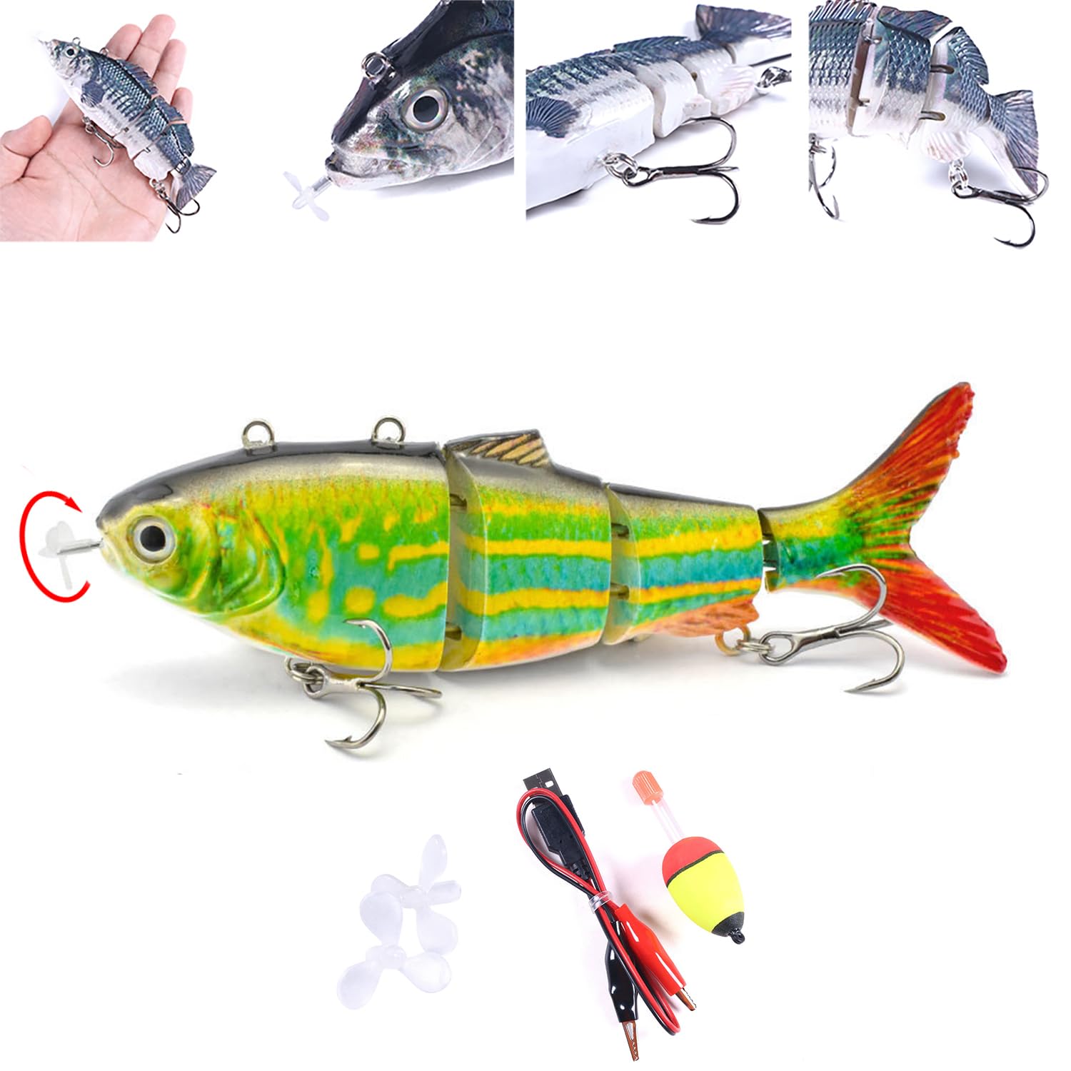 Robotic Fishing Lure front view shows lifelike motion ideal for bass and trout.