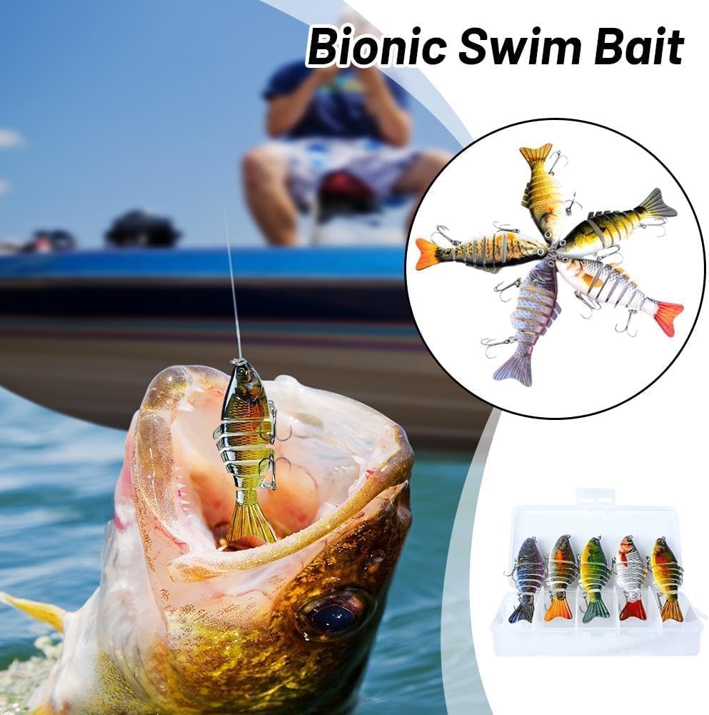 Detail view of multi-segment jointed lure construction