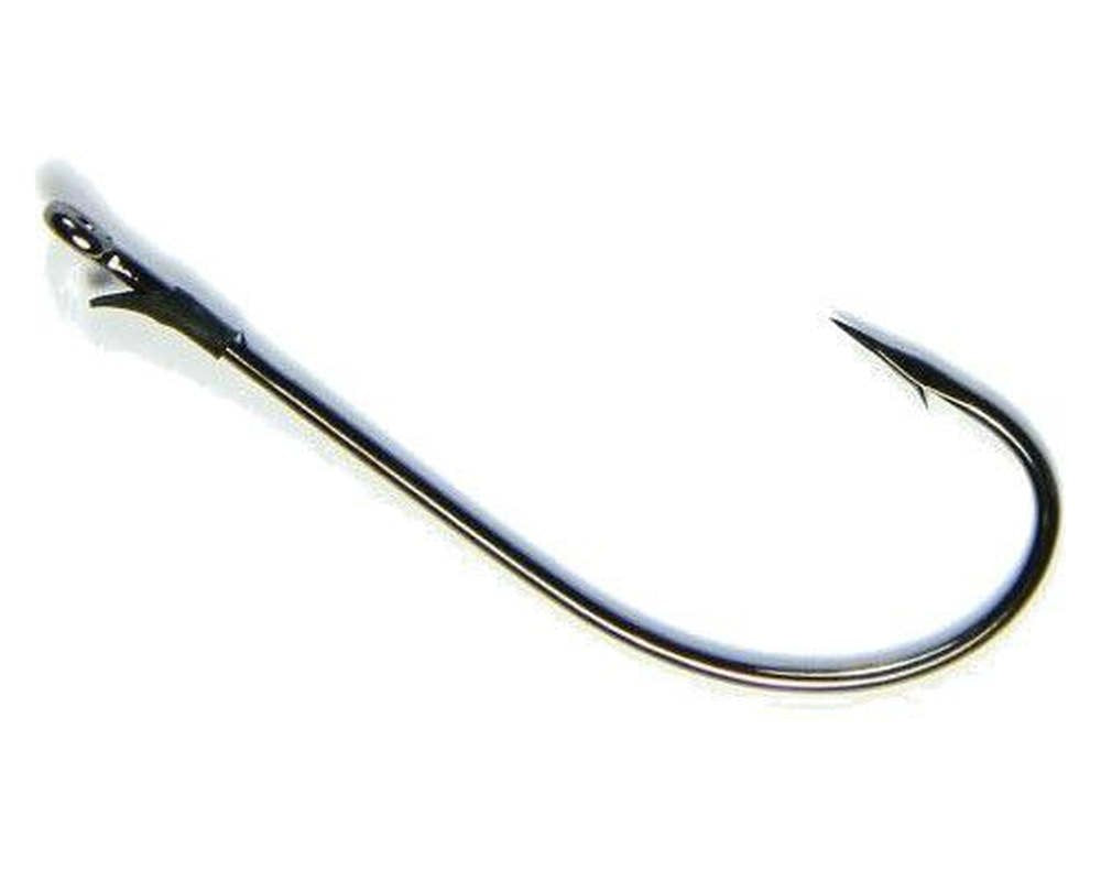 Roboworm GA4-0 Re-Barb Hook in black nickel, secure worm rigging for reliable bites.