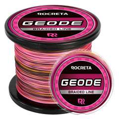 ROCRETA Geode braided line close-up shows 20lb strength for versatile fishing.