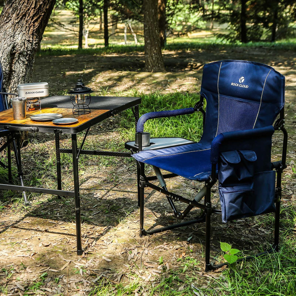 ROCK CLOUD folding camping chair storage pocket highlights handy storage during hikes.