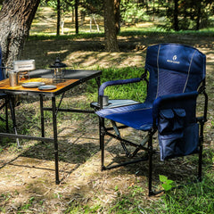 ROCK CLOUD folding camping chair storage pocket highlights handy storage during hikes.