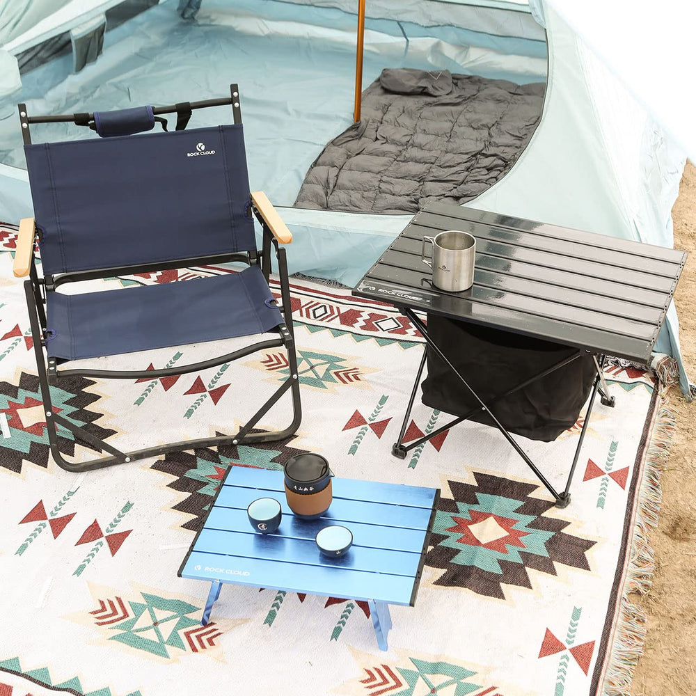 ROCK CLOUD folding chair wooden armrests deliver warm comfort during outdoor lounging