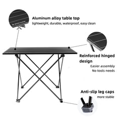Rock Cloud nylon hinged top design showing durable, rust-resistant camping table