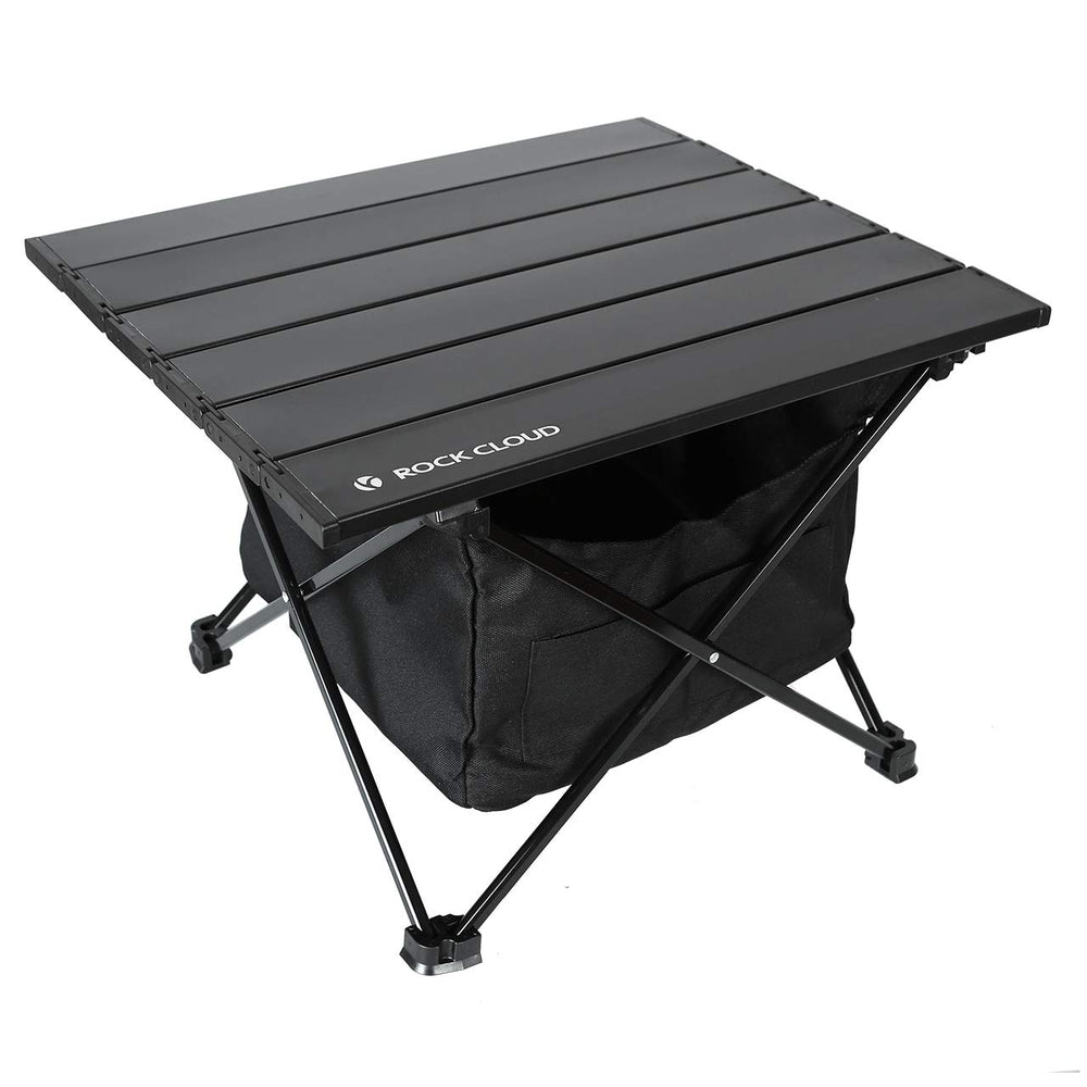 ROCK CLOUD portable camping table assembled stand offers a stable surface for outdoor meals.