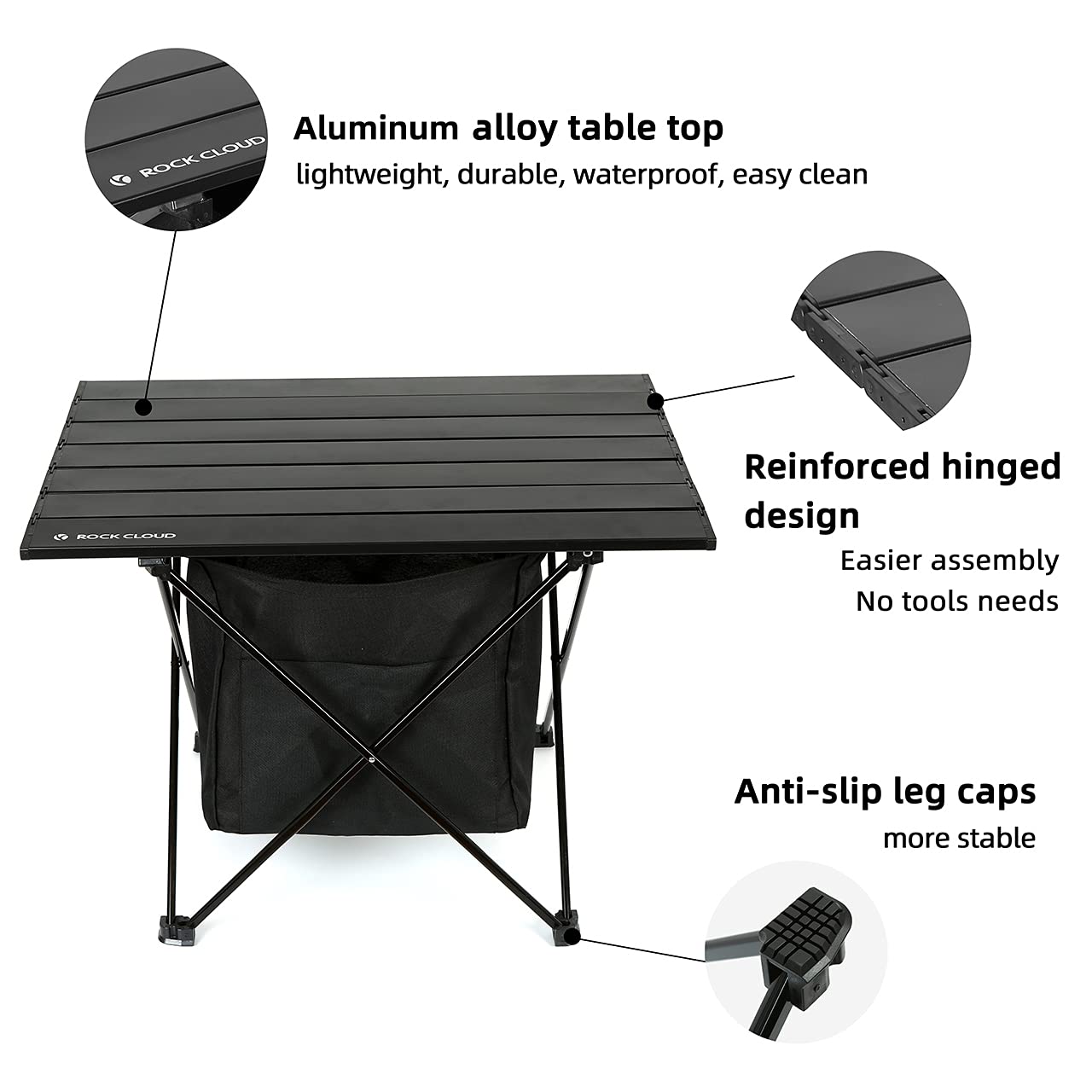 ROCK CLOUD portable camping table M nylon hinged top adds durability and stability