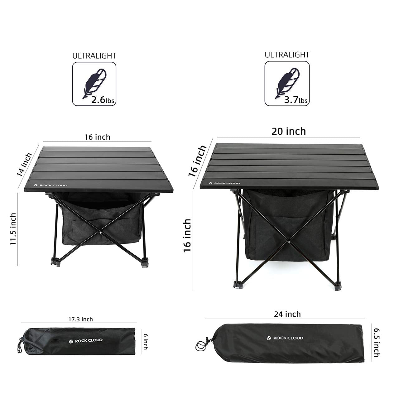 ROCK CLOUD portable camping table M storage bag attached increases organization with Velcro