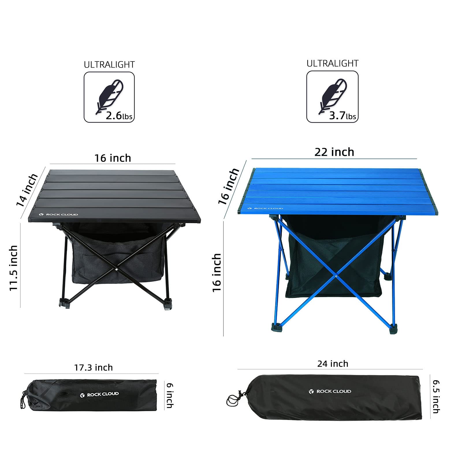 Rock Cloud portable camping table open-setup for quick campsite organization.