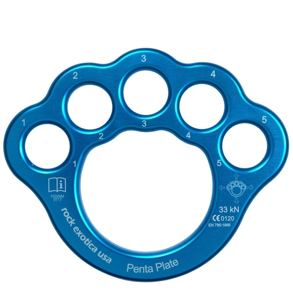 Rock Exotica PentaPlate with five numbered holes for organized rigging setup