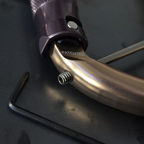 Rock Exotica rockD angled gate stainless carabiner enabling wide opening for quick gear access.