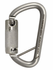 Rock Exotica rockD ANSI carabiner with lanyard pin for secure gear attachment.