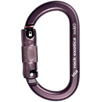 Rock Exotica Rocko Auto-Lock Black Carabiner side view showing ergonomic gate for easy clipping