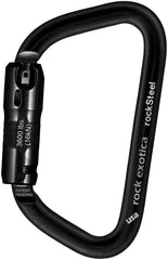Rock Exotica rockSteel Auto-Lock Black Carabiner for heavy-duty climbing and professional use