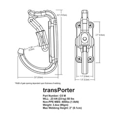 Rock Exotica TransPorter winged-gate closeup enables one-handed tool retrieval with gloves