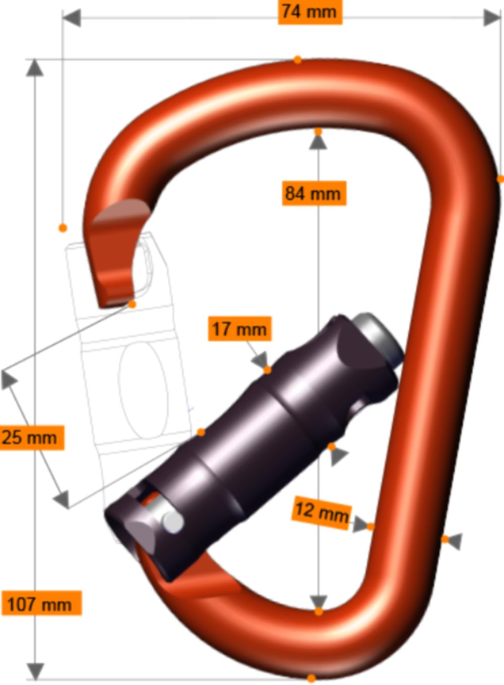 Rock Exotica usa-made carabiner emphasizes durability for heavy-duty industrial use.